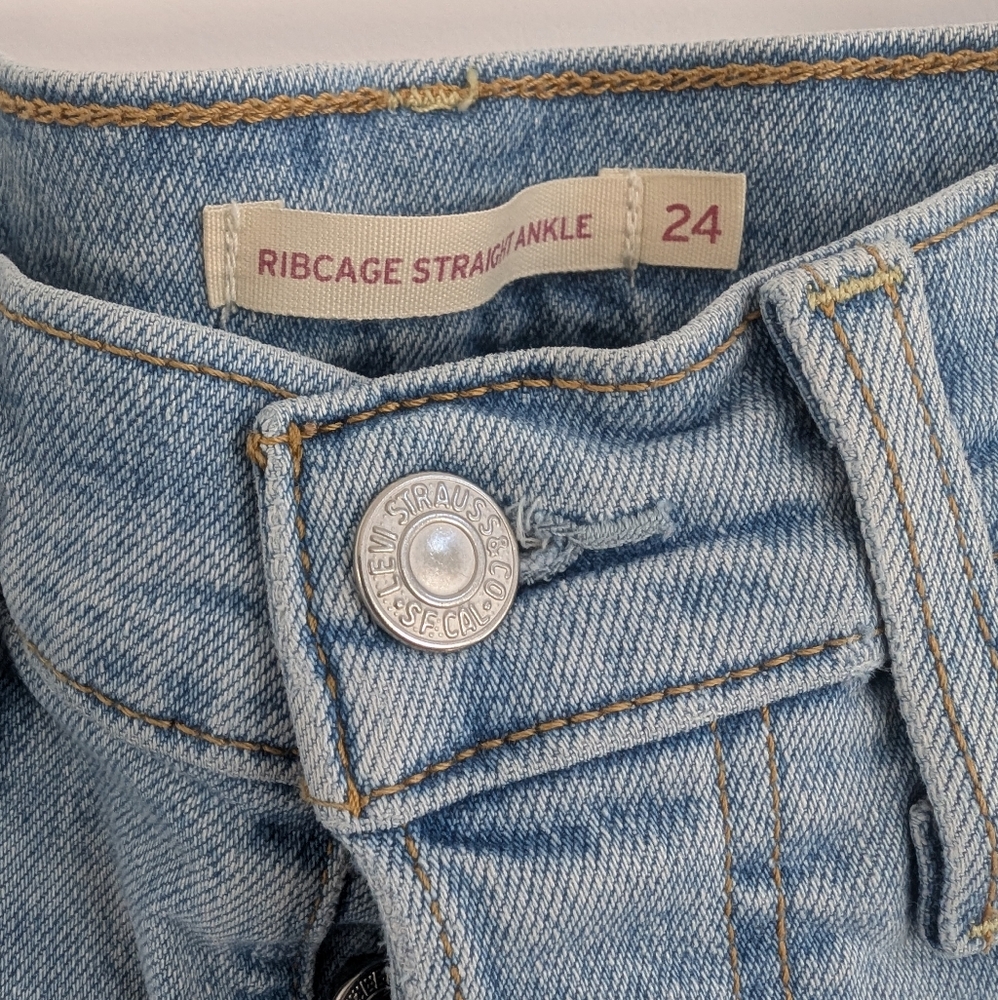 Levis Ribcage Straight Ankle Blue Jeans - Size 24 - Picture 3 of 7